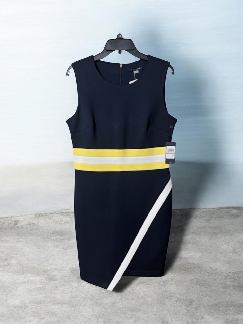 Tommy Hilfiger Navy Dress with Yellow & White Stripes